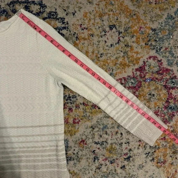 Lands’ End White & Tan Women’s Cotton Blend Sweater Size Medium Petite - Picture 13 of 13